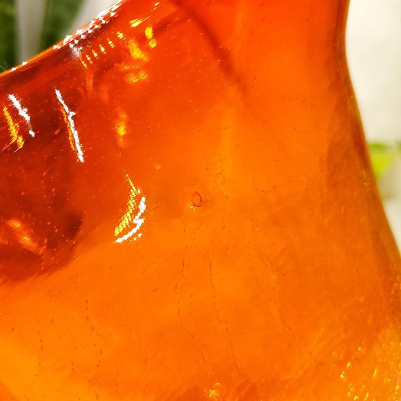 Vintage Blenko 404S Tangerine Orange Crackle Glass Vase - Picture 4 of 7